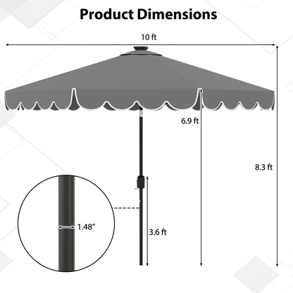 10 Feet Solar Patio Umbrella with 24 LED Lights