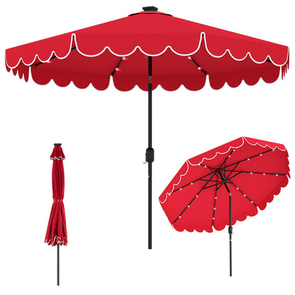 10 Feet Solar Patio Umbrella with 24 LED Lights