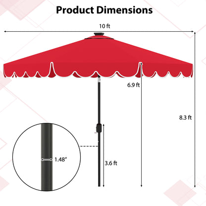 10 Feet Solar Patio Umbrella with 24 LED Lights
