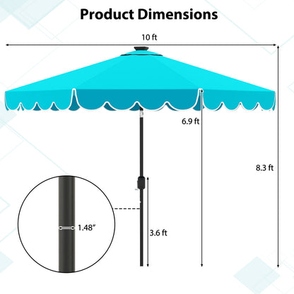 10 Feet Solar Patio Umbrella with 24 LED Lights