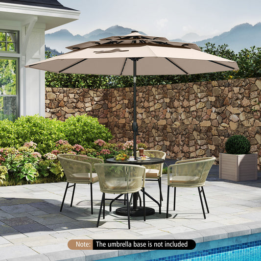 10 Feet Solar Patio Umbrella with 32 LED Lights 3-Tier Vented Top