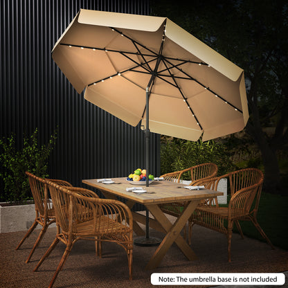 10 Feet Solar Patio Umbrella with 3-Tier Vented Top