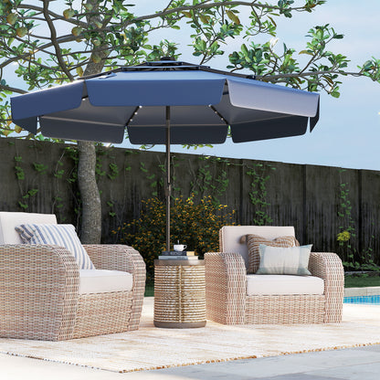 10 Feet Solar Patio Umbrella with 3-Tier Vented Top