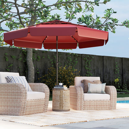 10 Feet Solar Patio Umbrella with 3-Tier Vented Top