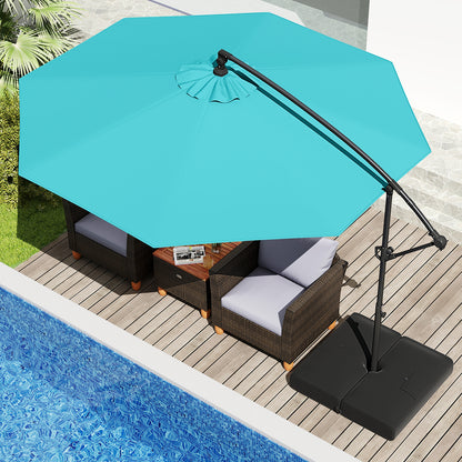 10 Feet Offset Hanging Umbrella with Base Patio Cantilever Umbrella with Tilt