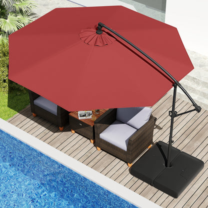 10 Feet Offset Hanging Umbrella with Base Patio Cantilever Umbrella with Tilt