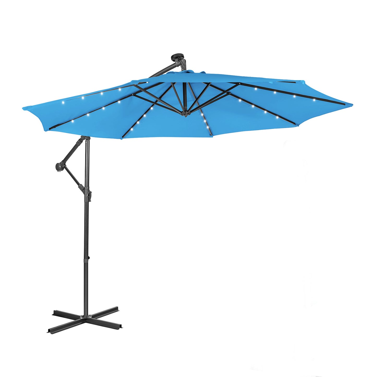 10 Feet Patio Solar Powered Cantilever Umbrella with Tilting System