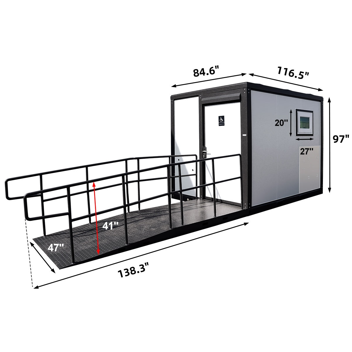 10ft Handicap-Accessible Portable Toilet with Shower