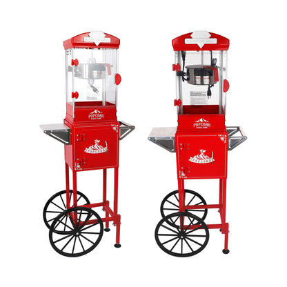 Premium 10OZ Portable Kettle Popcorn Maker Machine with Cart