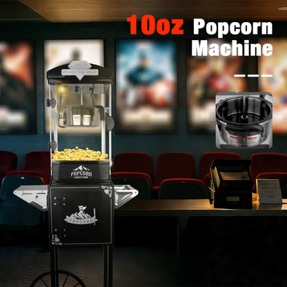 Premium 10OZ Portable Kettle Popcorn Maker Machine with Cart