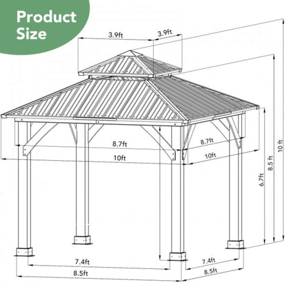 10' x 10' Premium Outdoor Patio Hardtop Gazebo with Double Steel Roof