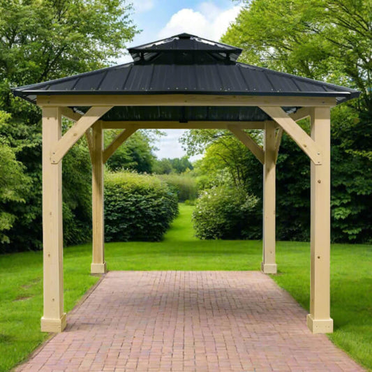 10' x 10' Premium Outdoor Patio Hardtop Gazebo with Double Steel Roof