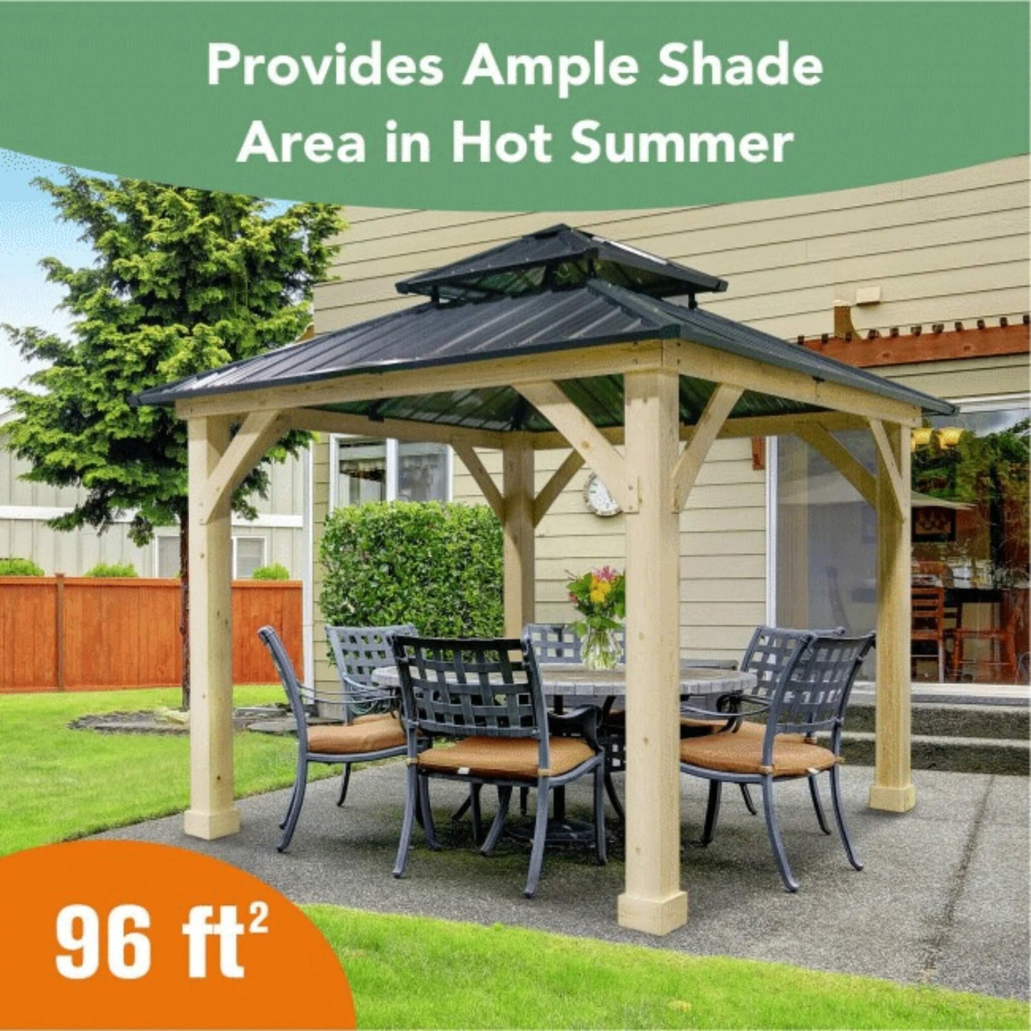 10' x 10' Premium Outdoor Patio Hardtop Gazebo with Double Steel Roof