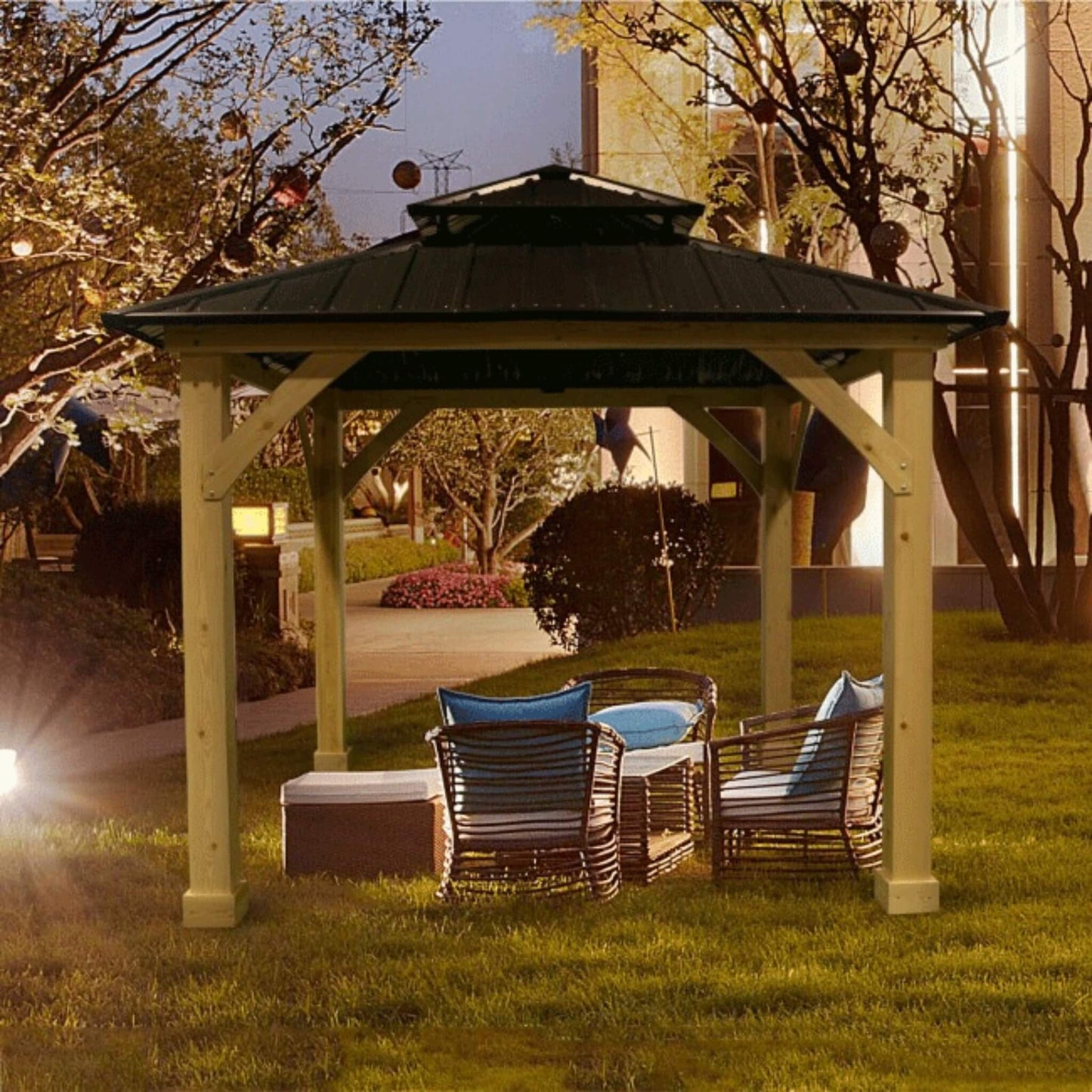 10' x 10' Premium Outdoor Patio Hardtop Gazebo with Double Steel Roof