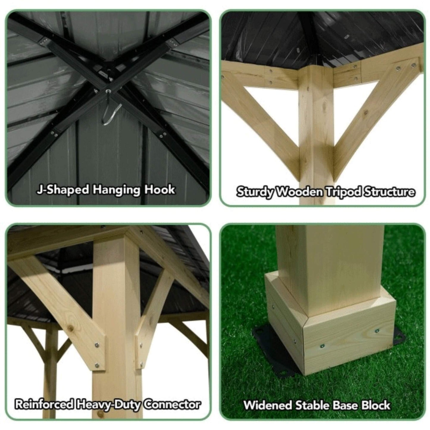 10' x 10' Premium Outdoor Patio Hardtop Gazebo with Double Steel Roof