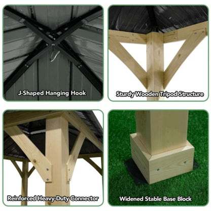 10' x 10' Premium Outdoor Patio Hardtop Gazebo with Double Steel Roof