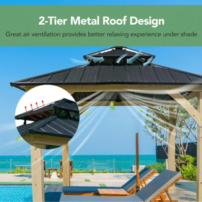 10' x 10' Premium Outdoor Patio Hardtop Gazebo with Double Steel Roof
