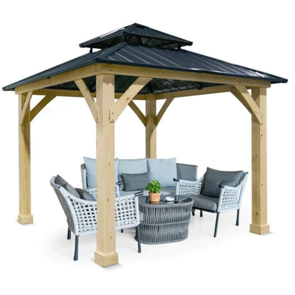 10' x 10' Premium Outdoor Patio Hardtop Gazebo with Double Steel Roof