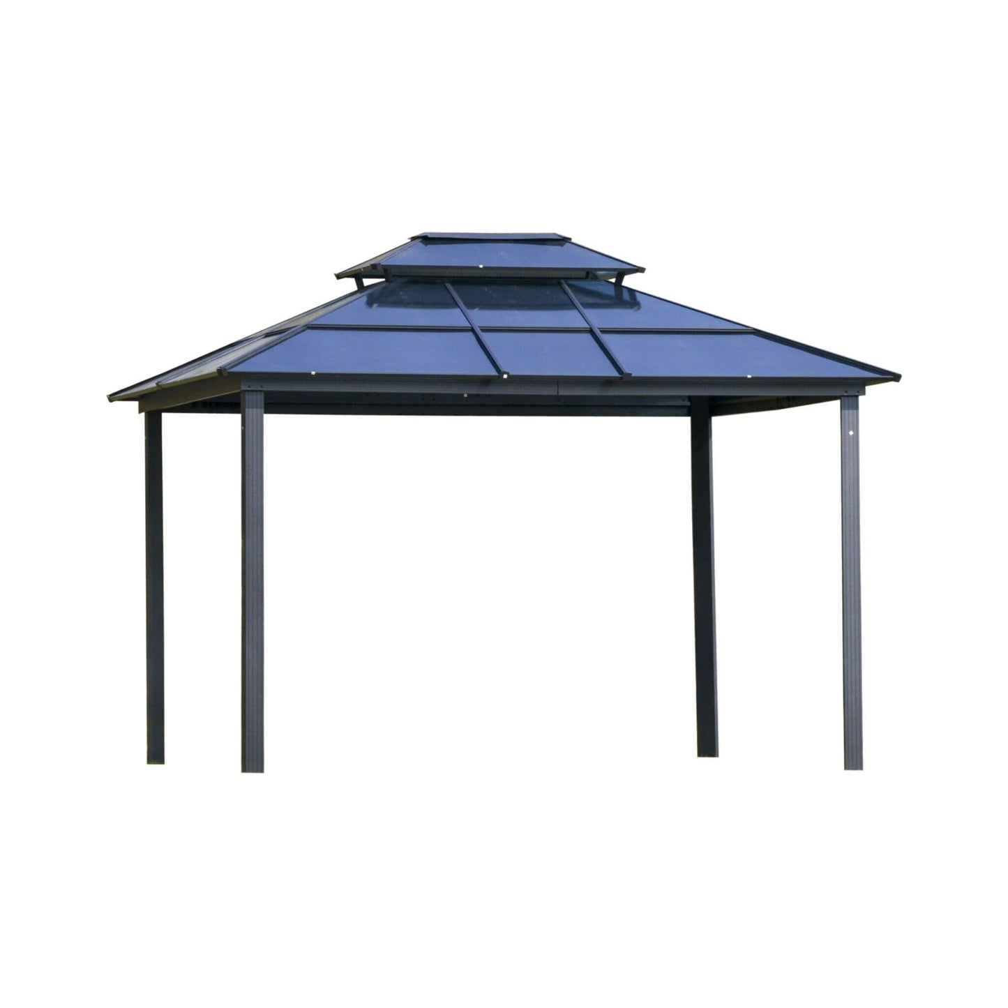 10' x 12' Alora Hardtop Gazebo Canopy With Polycarbonate Double Roof, Netting, And Curtains
