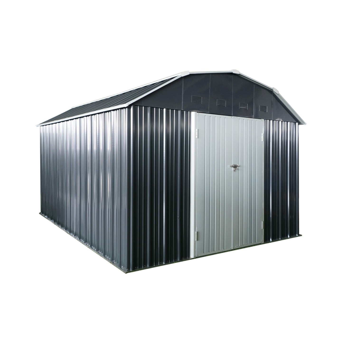 10FT X 12FT Alora Heavy-Duty Outdoor Metal Garden Backyard Shed with Arch Roof and Lockable Doors