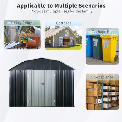 10FT X 12FT Alora Heavy-Duty Outdoor Metal Garden Backyard Shed with Arch Roof and Lockable Doors