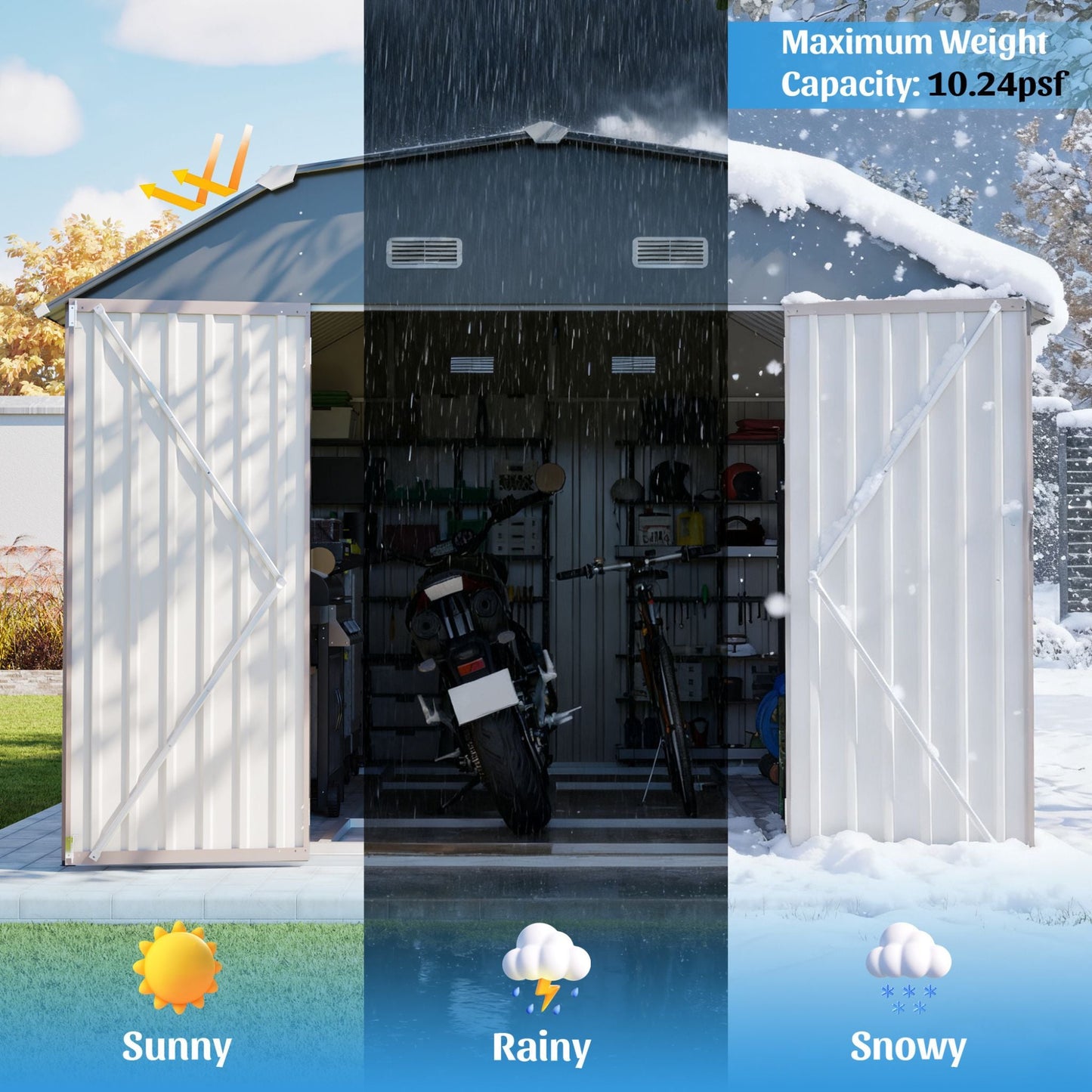 10FT x 12FT Alora Heavy-Duty Outdoor Metal Storage Shed with Floor