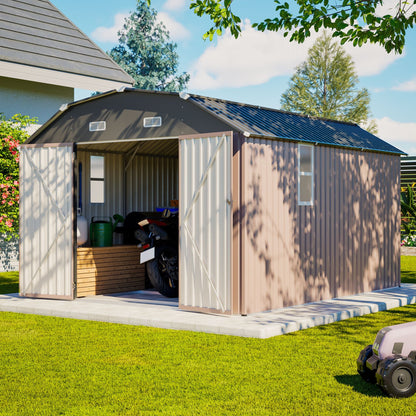 10FT x 12FT Alora Heavy-Duty Outdoor Metal Storage Shed with Floor