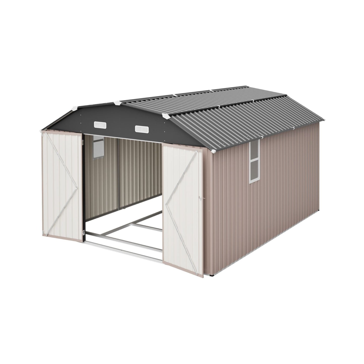 10FT x 12FT Alora Heavy-Duty Outdoor Metal Storage Shed with Floor