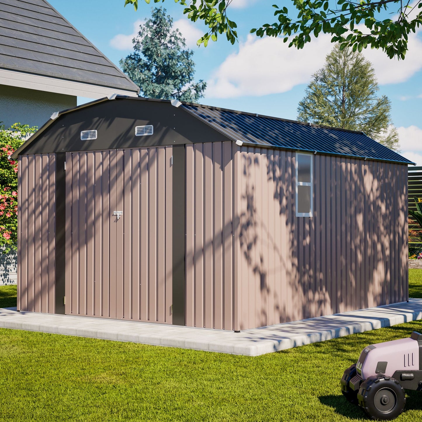 10FT x 12FT Alora Heavy-Duty Outdoor Metal Storage Shed with Floor