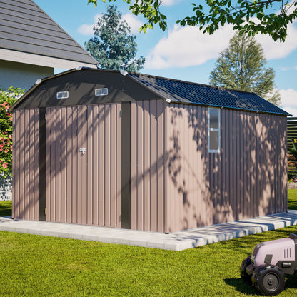 10FT x 12FT Alora Heavy-Duty Outdoor Metal Storage Shed with Floor