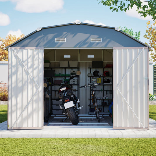 10FT x 12FT Alora Heavy-Duty Outdoor Metal Storage Shed with Floor