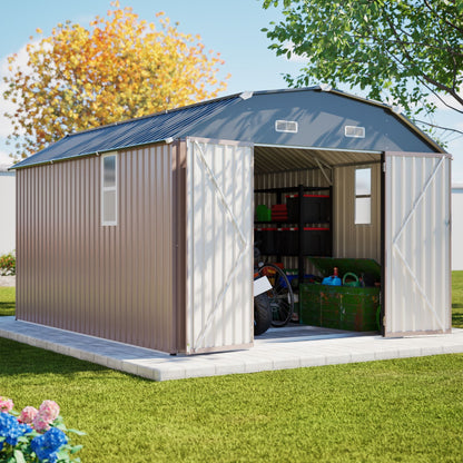 10FT x 12FT Alora Heavy-Duty Outdoor Metal Storage Shed with Floor