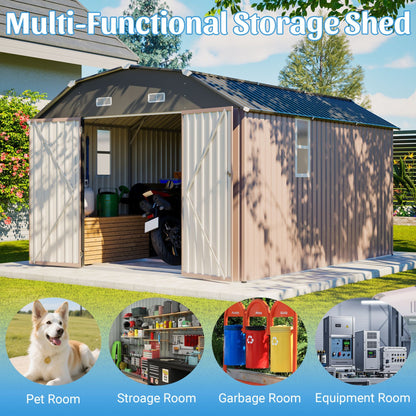 10FT x 12FT Alora Heavy-Duty Outdoor Metal Storage Shed with Floor