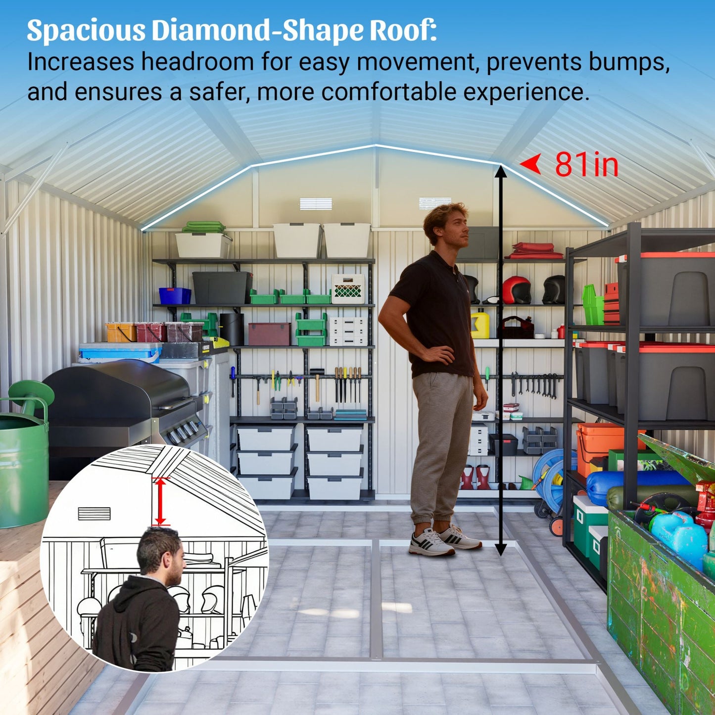 10FT x 12FT Alora Heavy-Duty Outdoor Metal Storage Shed with Floor