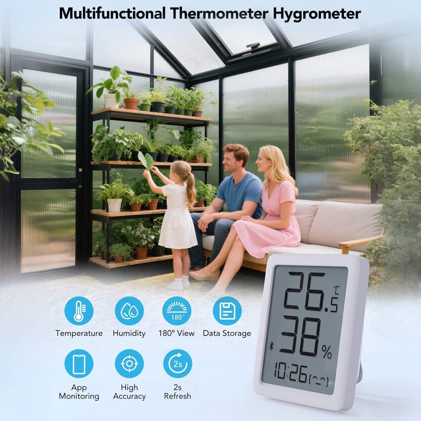10FT x 12FT Outdoor Polycarbonate Aluminum Greenhouse with UV Protection and Thermometer
