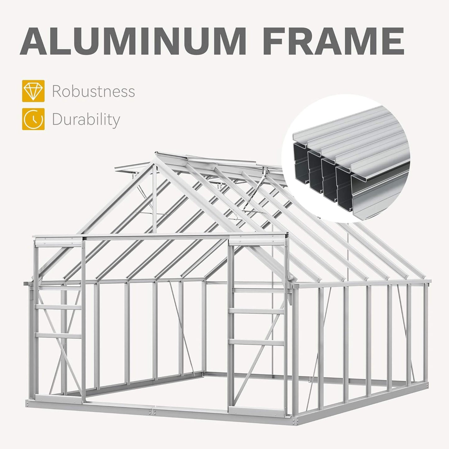 10' x 12' FT Large Polycarbonate Walk-In Garden Greenhouse With Vent Window, 4MM