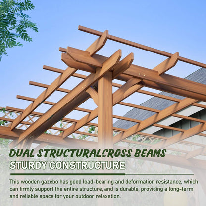 10' x 12' Alora Premium Extra Large Outdoor Weather-Resistant Wooden Grape Pergola