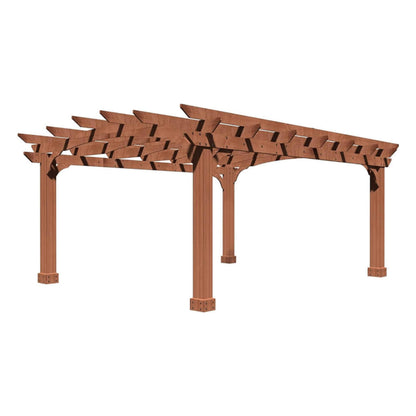 12' x 14' Alora Luxury Outdoor All-Season Cedar Wood Gazebo Pergola with Arched Roof And Stakes For Patios