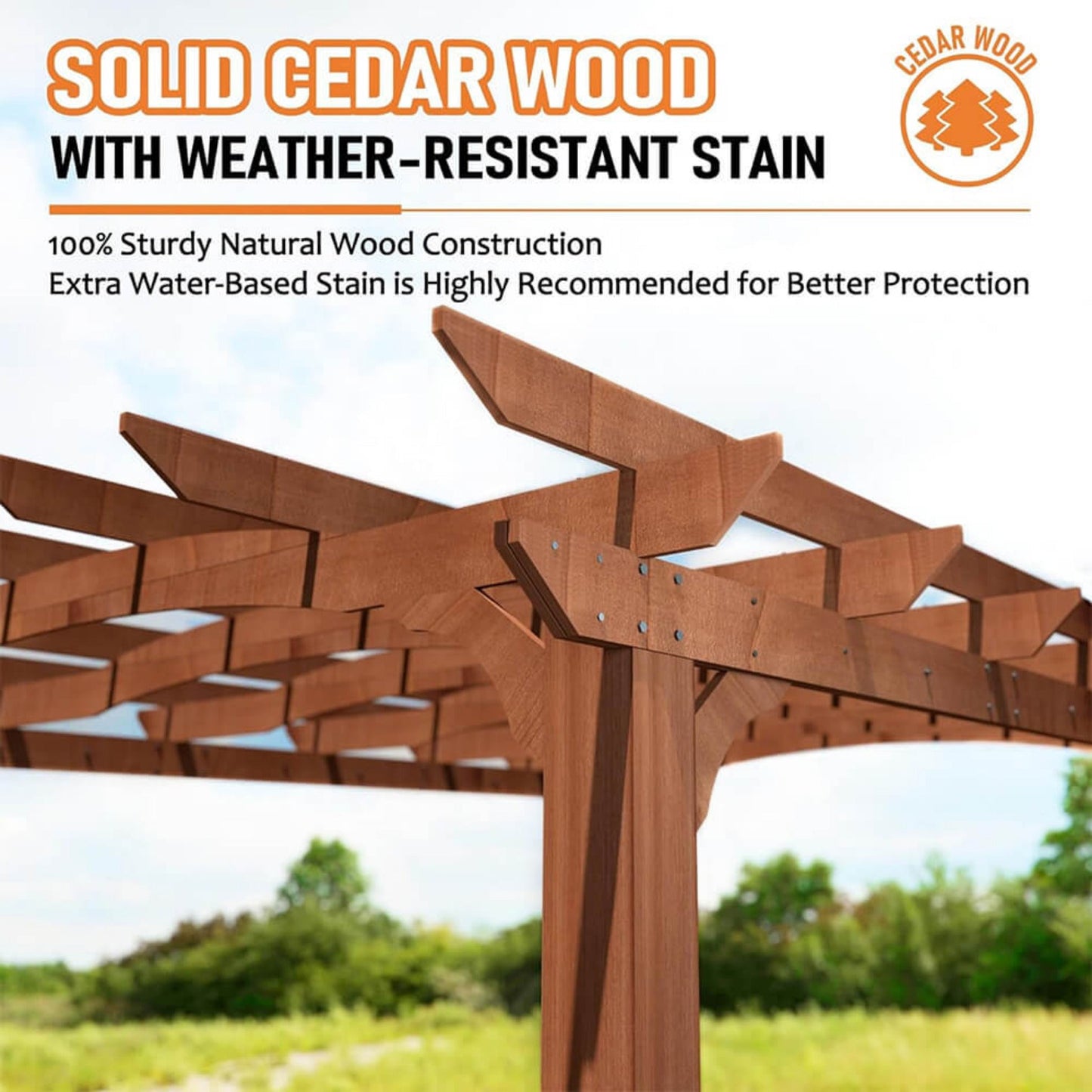 10' x 12' Alora Premium Outdoor All-Season Cedar Wood Gazebo Pergola with Arched Roof