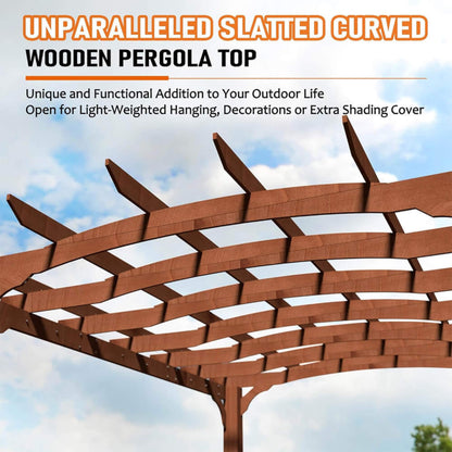 10' x 12' Alora Premium Outdoor All-Season Cedar Wood Gazebo Pergola with Arched Roof