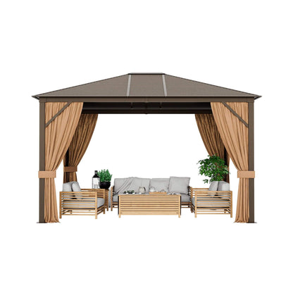 10' x 12' Premium Outdoor Hardtop Patio Gazebo W/ Galvanized Steel Top & Aluminum Frame