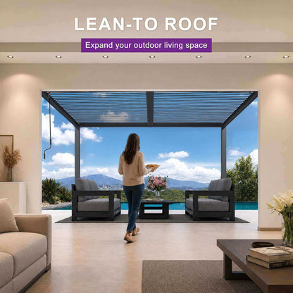10FT X 14FT Modern Louvered Aluminum Pergola with Sloped Roof