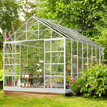 10' x 16' FT Extra Large Heavy-Duty Backyard Polycarbonate Aluminum Greenhouse With Sliding Doors And Vents