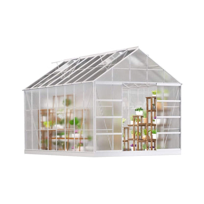 10' x 16' FT Extra Large Heavy-Duty Backyard Polycarbonate Aluminum Greenhouse With Sliding Doors And Vents