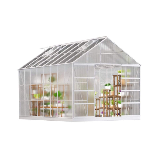10' x 16' FT Extra Large Heavy-Duty Backyard Polycarbonate Aluminum Greenhouse With Sliding Doors And Vents