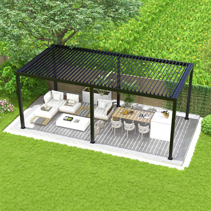 10' x 19' Alora Modern Durable All-Weather Outdoor Pergola With Aluminum Frame And Steel Louvers