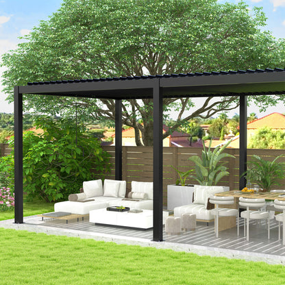 10' x 19' Alora Modern Durable All-Weather Outdoor Pergola With Aluminum Frame And Steel Louvers
