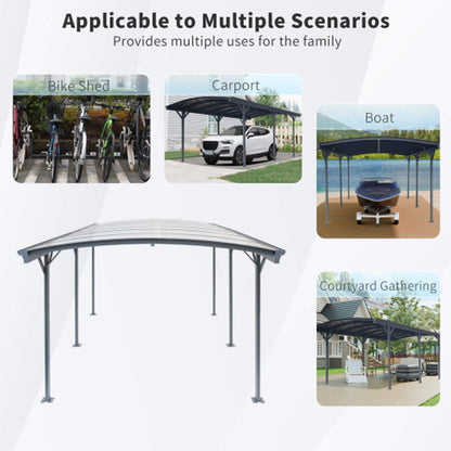10FT x 19FT Alora Heavy-Duty Outdoor Aluminum Arch Carport with Polycarbonate Panels