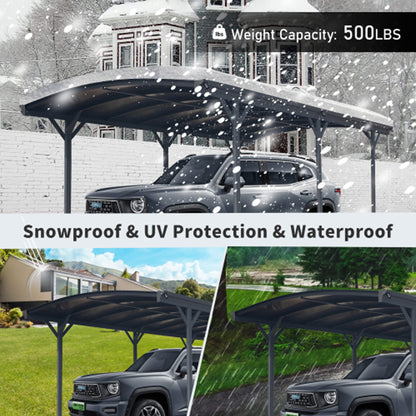 10FT x 19FT Alora Heavy-Duty Outdoor Aluminum Arch Carport with Polycarbonate Panels