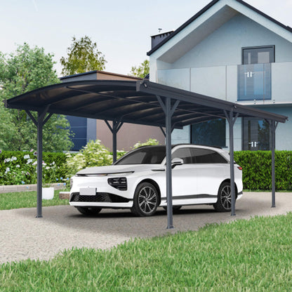 10FT x 19FT Alora Heavy-Duty Outdoor Aluminum Arch Carport with Polycarbonate Panels